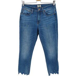 J Crew Women 25 Slim Broken In Boyfriend Distressed Medium Wash Blue Denim Jeans